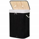 springos košara za rublje od bambusa s poklopcem 72 l, crna | shoptok.hr