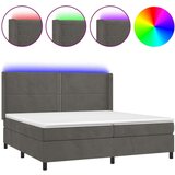  Box spring s madracem LED tamnosivi 200x200 cm baršun | shoptok.hr