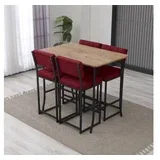 Set Barski sto i 4 stolice Retro Burgundy Walnut