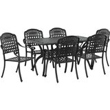  Vrtni set za objed 7 pcs Crna Aluminij | shoptok.hr