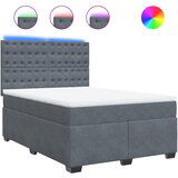 vidaXL Box spring postelja z vzmetnico temno siva 160x200 cm žamet, (21309787) | Shoptok.si