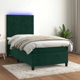  box spring s madracem LED tamnozeleni 100x200 cm baršun | shoptok.hr