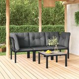 Maison Chic Seti vrtnega pohištva - Vrtna garnitura - Vrtni pohištvo set 4-delna črn in siv poli ratan, (21810855) | Shoptok.si