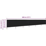  Vjetrobran sa 6 panela od tkanine 800 x 80 cm crni | shoptok.hr