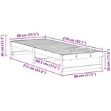  Krevetna konstrukcija Bijelo 80 x 210 cm Čvrsto borovo drvo | shoptok.hr