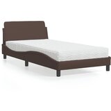 The Living Store Postelja z vzmetnico rjava 100x200 cm umetno usnje - Postelja, (21608940) | Shoptok.si