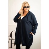 Kesi Women's Plus Size cotton hoodie with a zipper navy Cijene