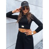 DStreet Zestaw damski spodnie wide led i crop top z długim rękawem ASTRAL ALLURE czarny | Shoptok.si