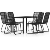  7-dijelni vrtni blagovaonski set crni Crna Dužina stola 140 cm | shoptok.hr