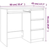  Pisalna miza dimljeni hrast 90x45x76 cm konstruiran les, (20640673) | Shoptok.si