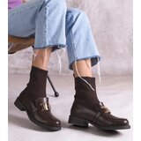 Gemre Brown ankle boots with fabric upper Kris | Shoptok.si