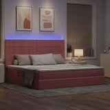  LED krevet za pohranu s madracem Ružičasta 200 x 200 cm Baršun | shoptok.hr