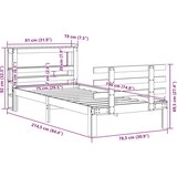  Posteljni okvir z vzglavjem bel 75x190 cm trdna borovina, (21303415) | Shoptok.si
