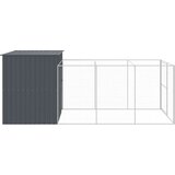 vidaXL Kućica za pse s igralištem antracit 214 x 457 x 181 cm čelična | shoptok.hr