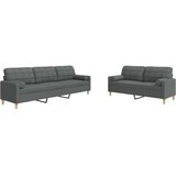  2-dijelni set sofa s ukrasnim jastucima tamnosivi od tkanine | shoptok.hr