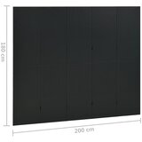 Sobna pregrada s 5 panela crna 200 x 180 cm čelična | Eponuda.ba