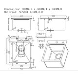 Sandonna HANDMADE HD 4050R 400X500/230 MM INOX | ePonuda.com