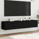  The Living Store Stenske TV omarice z LED lučkami 2 kosa črna 80x35x31 cm - TV Stenska Omarica, (21508424) Cene