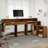  Radni stol s LED svjetlima boja starog drva 200x104x91cm drveni | Eponuda.com
