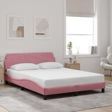 Maison Chic Posteljni okvir - Dvoposteljna postelja - Zakonska postelja z vzglavjem brez vzmetnice roza 140x190cm žamet-J15924, (21770911) | Shoptok.si