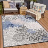 Lesnina XXXL PREPROGA ZA ZUNANJO UPORABO Floral 80/150 cm tkano modra, siva | Shoptok.si