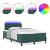  Zajednički krevet s madracem i LED svjetlom tamnozelene boje 120x200 cm od baršuna | shoptok.hr