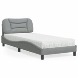 vidaXL Postelja z vzmetnico svetlo siva 90x190 cm blago Cene