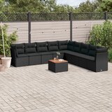  10-dijelni set vrtnih sofa s jastucima crni od poliratana | shoptok.hr