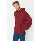 Trendyol Claret Red Men's Basic Oversize Fit Hooded Sweatshirt with Soft Feather Sweatshirt Cene