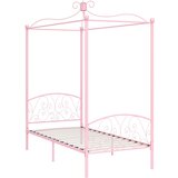 The Living Store Posteljni okvir z ogrodjem za baldahin roza kovinski 100x200 cm - Posteljni Okvir, (21492010) | Shoptok.si
