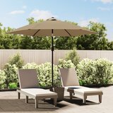 The Living Store Zunanji senčnik z LED lučkami in jeklenim drogom 300 cm taupe - Senčnik, (21750867) | Shoptok.si