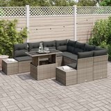 vidaXL vrtna sedežna garnitura Set 9 Siva, Rjava Ratan, Poliester | Shoptok.si
