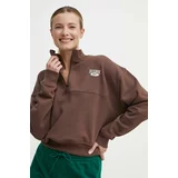 Reebok Classic Bombažen pulover Archive Essentials ženski, rjava barva, 100076285
