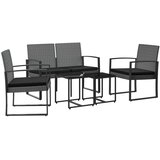  5-dijelni vrtni blagovaonski set s jastucima tamnosivi PP ratan | shoptok.hr