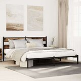 Metalni Kovinski posteljni okvir brez vzmetnice dimljen hrast 183x213cm Cene