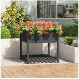  Visoka greda s polico siva 82,5x82,5x81 cm trdna borovina | Shoptok.si