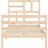  Posteljni okvir z vzglavjem 100x200 cm trden les | Shoptok.si