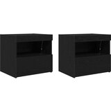  Noćni ormarići s LED svjetlima 2 kom crni hrast 50x40x45 cm | shoptok.hr