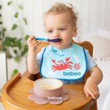 Baboo Silicone Bowl silikonska posoda s priseskom Au Naturale, 6m+ 1 kos | Shoptok.si