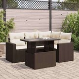vidaXL 5-dijelni set vrtnih sofa s jastucima poliratan smeđi | shoptok.hr