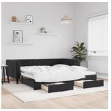 vidaXL Dnevni krevet na razvlačenje s ladicama crni 90 x 190 cm baršun | shoptok.hr