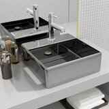 Maison Chic Umivalnik - Kopalna umivalnik z odprtino za odtekanje 41x41x15 cm keramičen srebrn, (21703858) | Shoptok.si