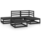  Sedežna garnitura 5-delna črna trdna borovina | Shoptok.si