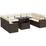 vidaXL 10-dijelni set vrtnih sofa od poliratana s jastucima smeđi | shoptok.hr