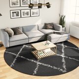 vidaXL Čupavi moderni tepih s visokim vlaknima crni i krem Ø 280 cm | shoptok.hr