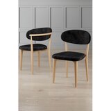 Hanah home set trpezarijskih stolica Onex 2 kom, crna bukle tkanina, drvene noge u prirodnoj boji drveta | Eponuda.com