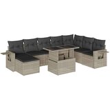 vidaXL 9-dijelni set vrtnih sofa od poliratana s jastucima svjetlosivi | shoptok.hr