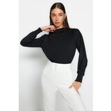 Trendyol Black Stand-Up Collar Regular Fit Gipe Detail Flexible Knitted Blouse | Shoptok.si