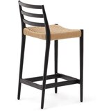 Kave Home Crna/u prirodnoj boji barska stolica od punog hrasta (visine sjedala 70 cm) Analy – | shoptok.hr