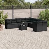 vidaXL 11-dijelni set vrtnih sofa od poliratana s jastucima crni Cijene